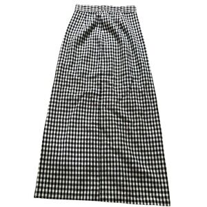 Vintage Pat Fashions Gingham Metallic Silver Trim Maxi Skirt Black White‎ 11-12